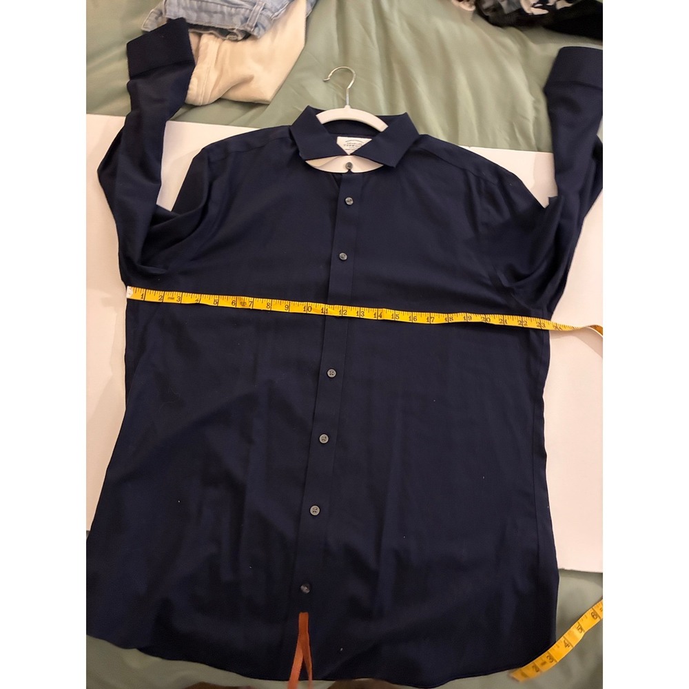Charles Tyrwhitt Shirt Navy Cotton New Slim Fit 16.5/34 Quiet luxury - Picture 9 of 10